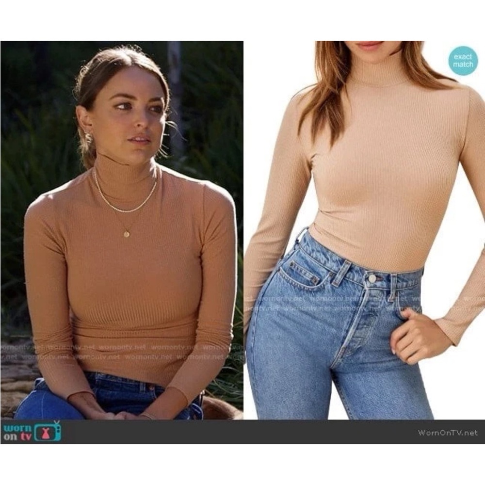 New Reformation Ira Ribbed Turtleneck Top Sz M MSRP:$168